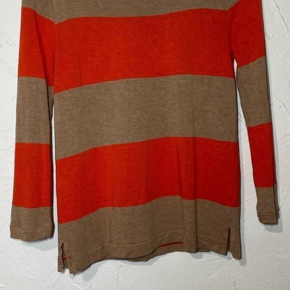 ✅ J.CREW Rugby Stripe Boatneck Top Shirt Orange Tan Top Sz XXS - Picture 5 of 10